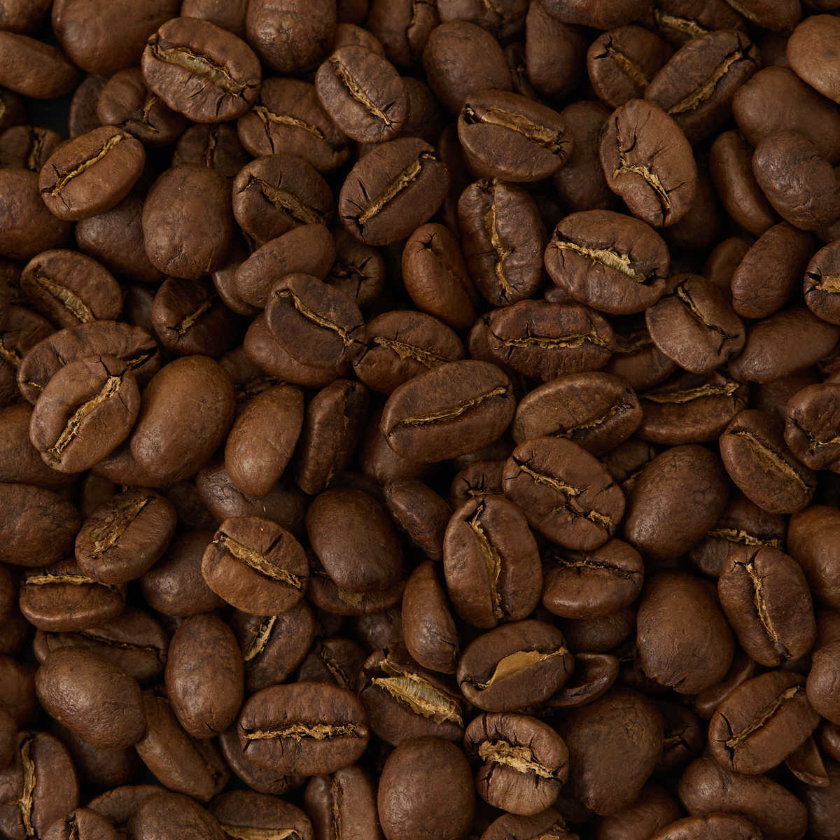 A close-up view of many hand-picked beans, showcasing their rich brown color and textured surfaces, reminiscent of the premium quality found in Jamaica Blue Mountain Coffee.