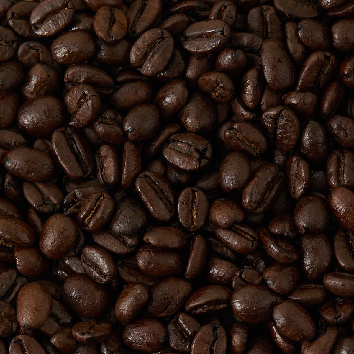 A close-up view of roasted Café Français Coffee beans, displaying their dark brown color and glossy texture, highlights the rich chocolatey appeal often found in premium Brazilian blends.