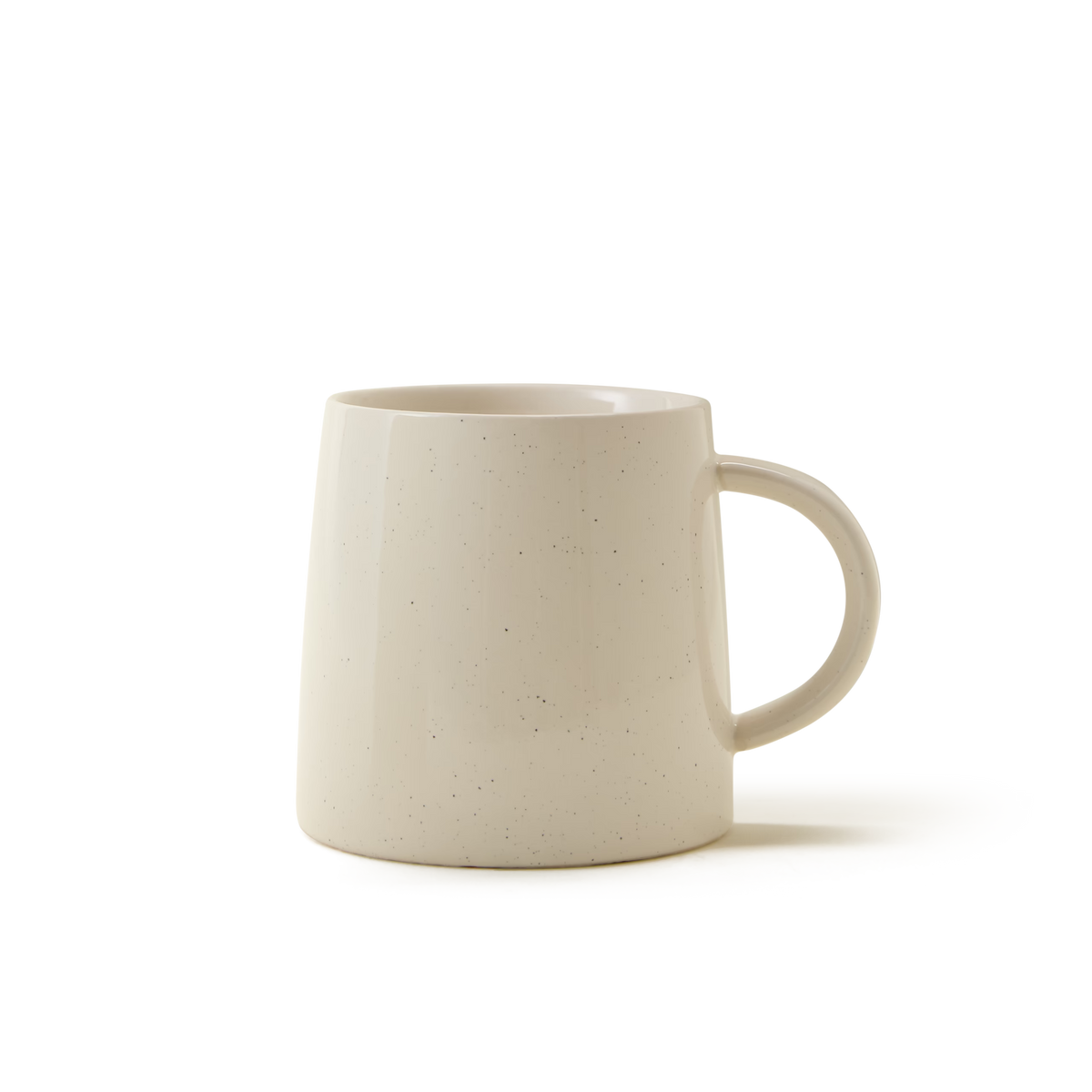 The Arran Mug, featuring a cream-colored stoneware finish with subtle speckles and a rounded handle, is shown against a white background.
