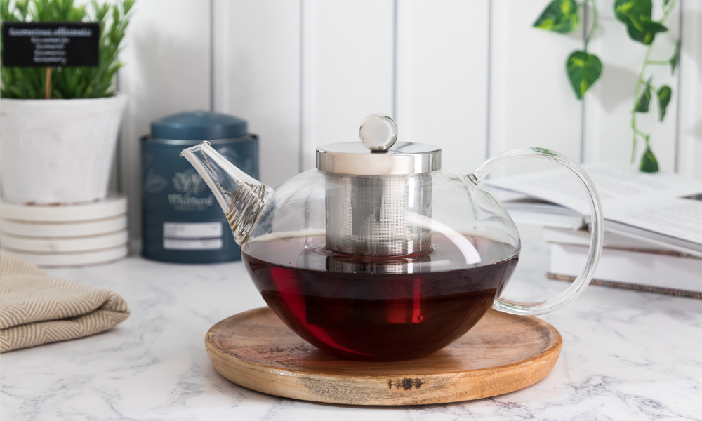 Whittard of Chelsea Teapot on Kitchen Side Brewing Tea